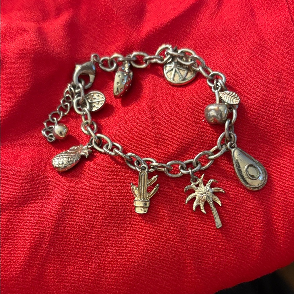 Silver Charm Bracelet with Tropical Charms